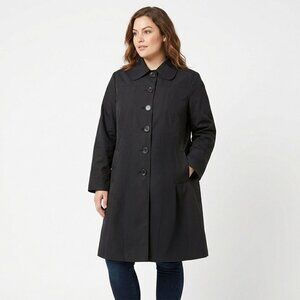 Luba Limited Edition Black Overcoat Spring Jacket Button Up Lined Plus 16